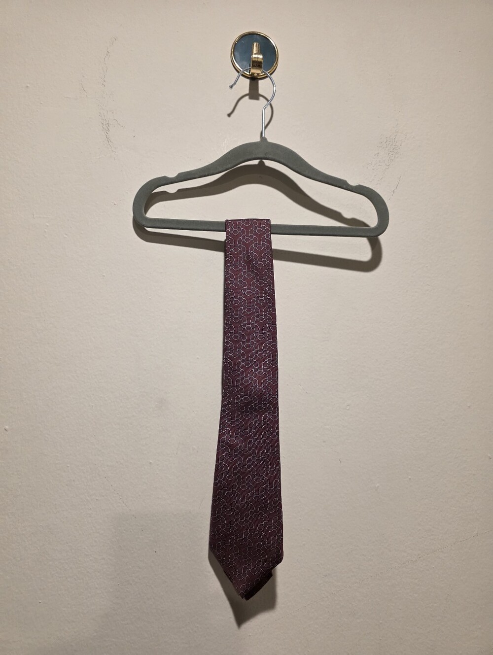 Men's Burgundy Patterned Necktie